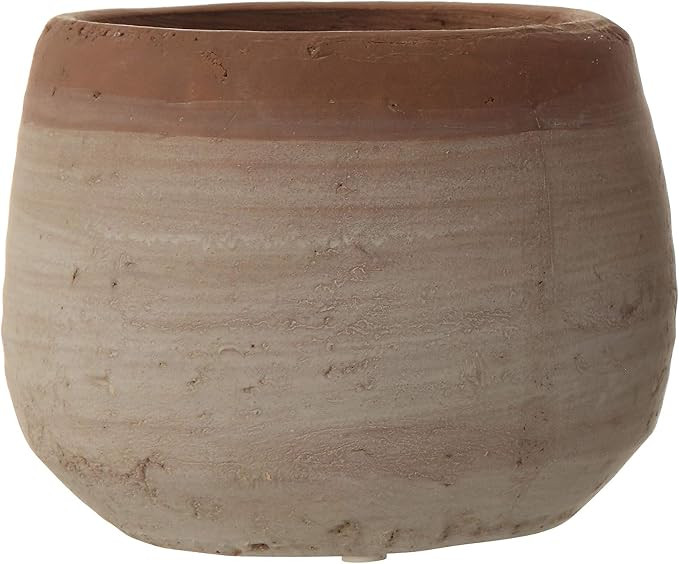 Creative Co-Op Small Orange & Whitewashed Terracotta Planter, 5 Inch High, Orange | Amazon (US)
