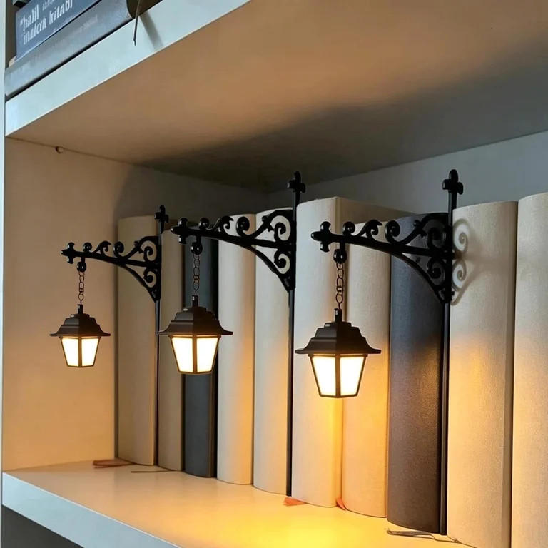 Library Lantern Decorative Bookshelf Lamp, Vintage LED Book Nook Light,3Pcs | Walmart (US)