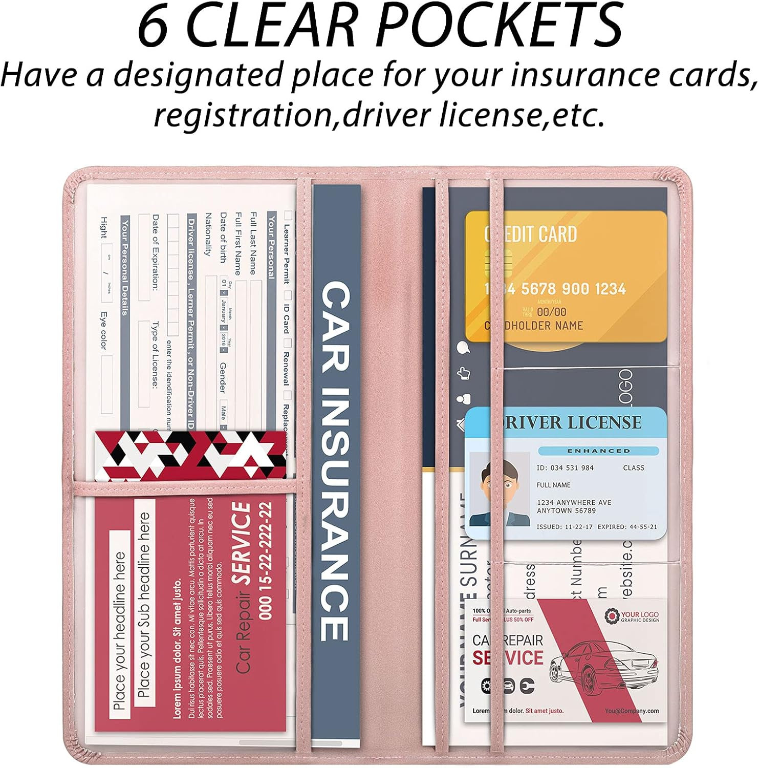 Dofilachy Car Registration and Insurance Holder, Cute PU Leather Car Document Organizer,Vehicle G... | Amazon (US)