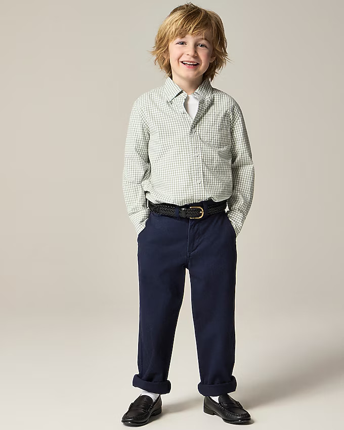 Kids' stretch poplin button-down in gingham | J. Crew US