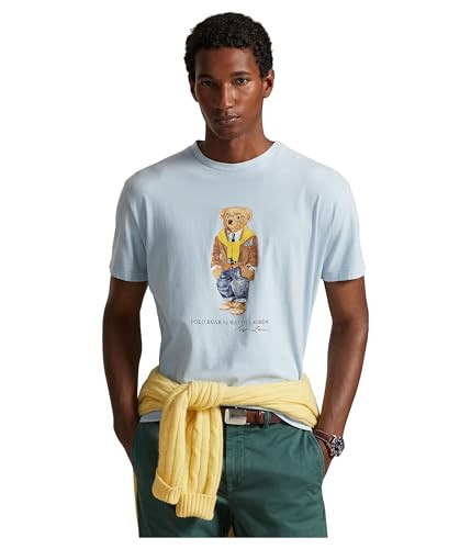 POLO RALPH LAUREN, Men's, Classic Fit Polo Bear Jersey T-Shirt, Southport Blue/Heritage Bear, XX-Large | Amazon (US)