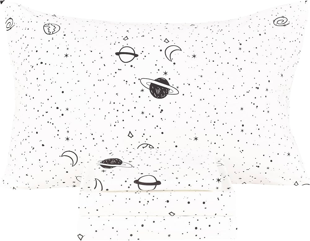 Scientific Sleep Starry Galaxy Solar System 100% Cotton 4 Pcs Full Bed Sheet Set Kids Toddler Tee... | Amazon (US)