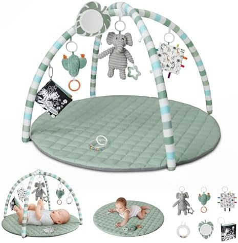 Blissful Diary Baby Play Gym Mat, Play Mat Activity Mat with 6 Detachable Toys for Stage-Based Se... | Amazon (US)