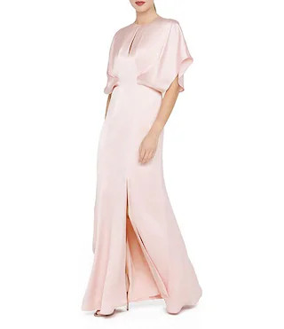 Kay Unger Lennox Satin Dolman Sleeve Keyhole Neck Gown | Dillard's | Dillard's