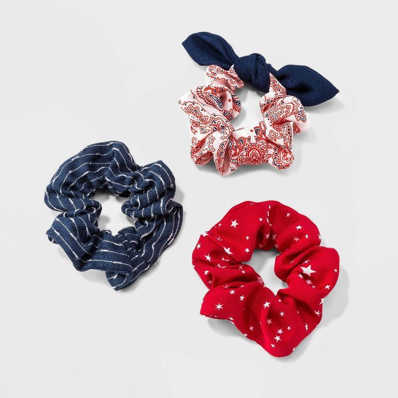 Americana Stripe Star Paisley Print Hair Twisters with Bow Set 3pc | Target