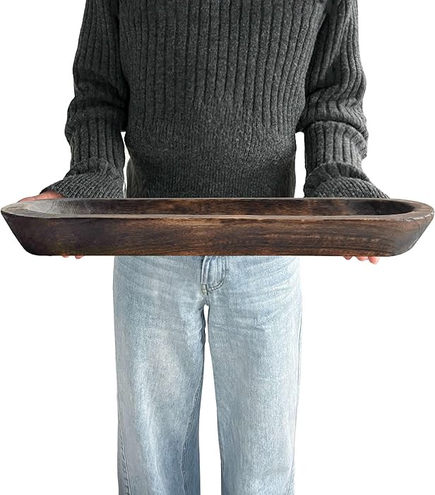 SEICASAYA Wooden Dough Bowl Decor, Key Decorative Centerpiece Bowl, Hand Carved Baguette Bowl, Ho... | Amazon (CA)