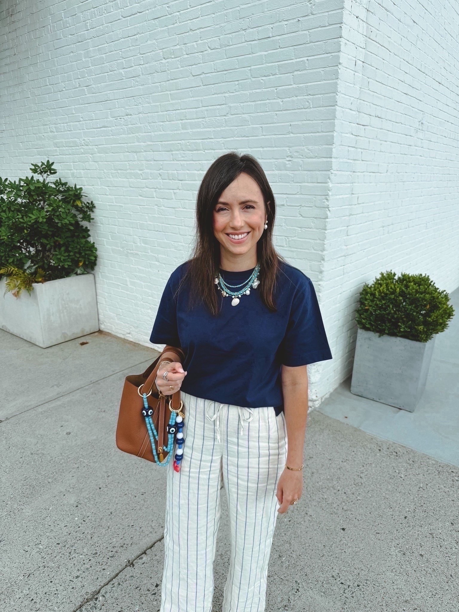 J crew navy boxy tee (small) with the best ever stripe linen pants (xs) and Baublebar accessories 



#LTKootd #LTKSeasonal #LTKFindsUnder100