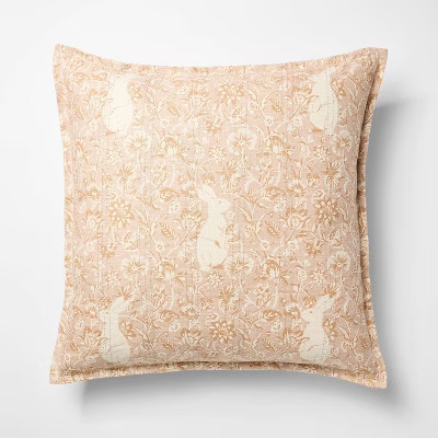 Oversized Square Easter Hidden Bunny Floral Coral Pattern - Threshold™ Design with Studio McGee | Target