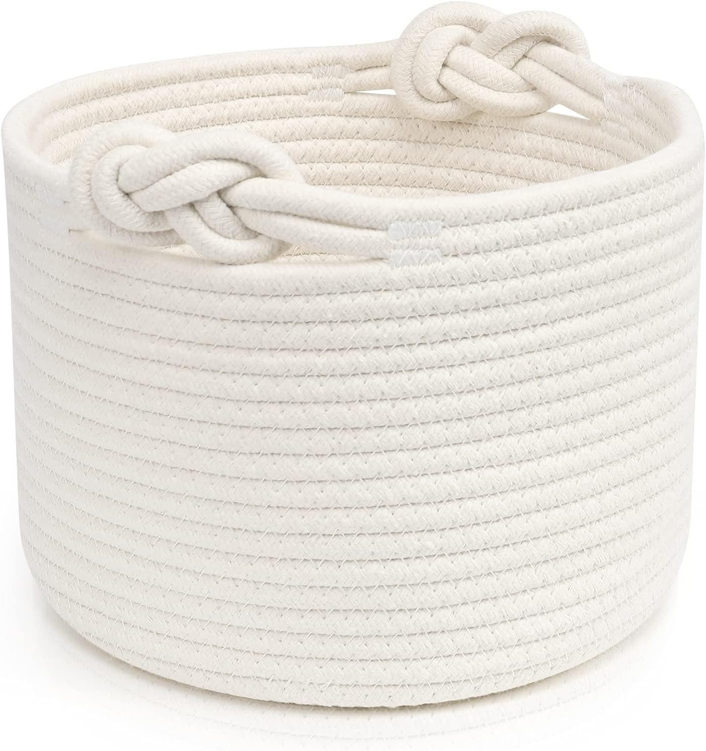 Bellar Small Rope Basket,Shelf Storage Baskets for Organizing,Cute White Storage Basket,Round Decorative Box for Kids,Woven Rope Storage Snack Storage Area Decorative Boxes Aesthetic -9.4’’*7.1’’ | Amazon (US)