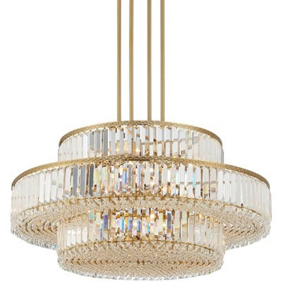 Stiffel Soft Gold Chandelier Lighting 32" Wide Modern 3-Tier Frame Clear Crystal 16-Light Fixture for Dining Room House Entryway | Target