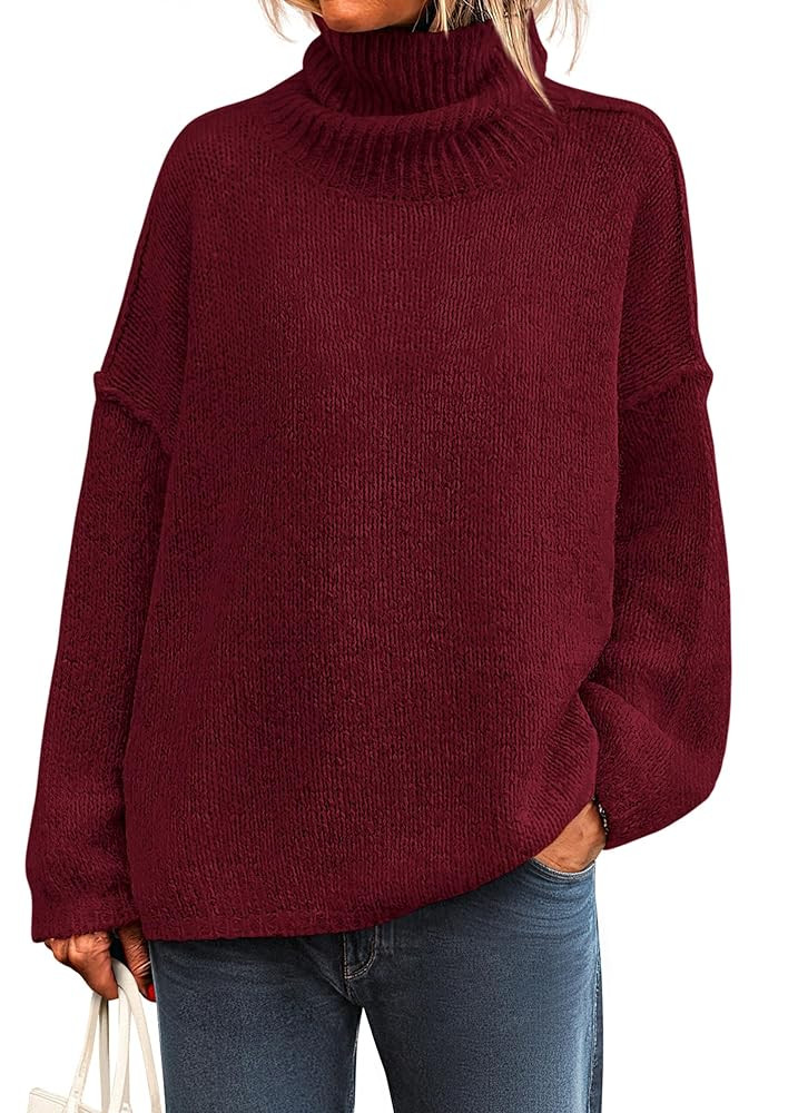 PRETTYGARDEN Womens Turtleneck Long Sleeve Sweater 2025 Fall Trendy Loose Fit Knit Tops Oversized... | Amazon (US)