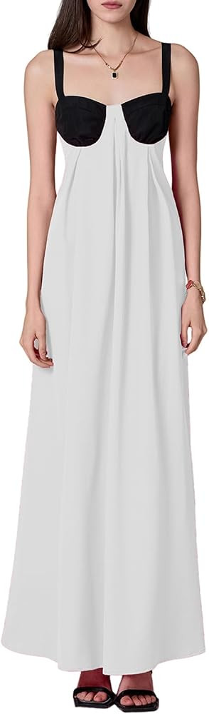 Women's Floral Sleeveless Long Maxi Dress Spaghetti Strap Backless Boho Slip Flowy Going Out Swin... | Amazon (US)