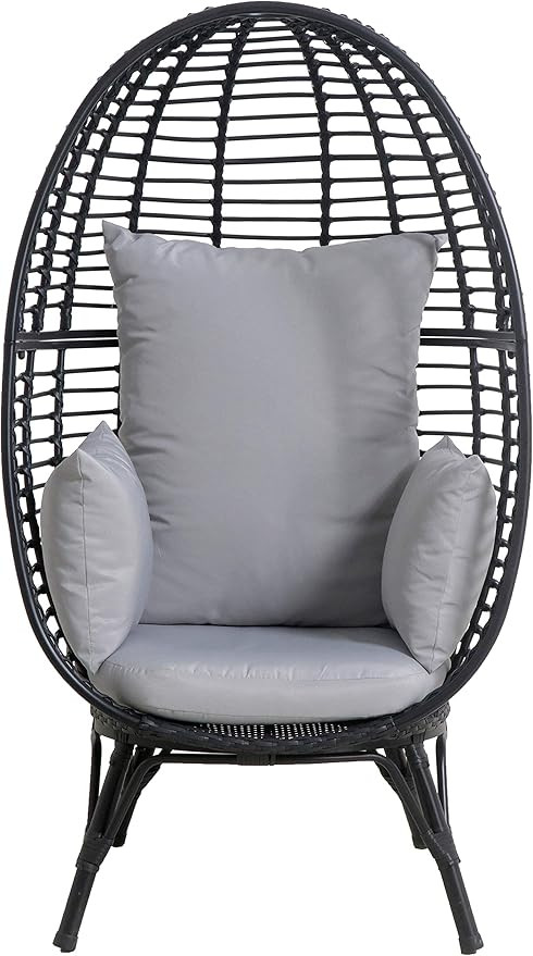 Mōd Furniture POPPYEGG-Gry Poppy Stationary Egg Chair in Gray, White | Amazon (US)