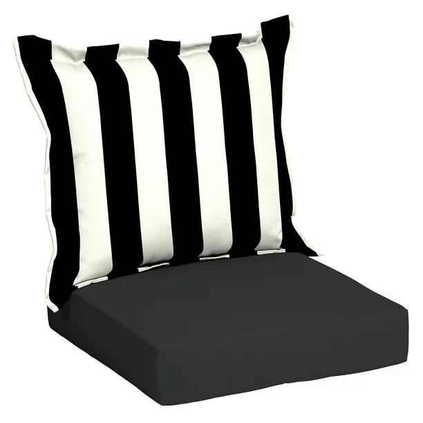 Better Homes & Gardens Black & White 45" x 24" inch. Outdoor 2-Piece Deep Seat Cushion with Envir... | Walmart (US)