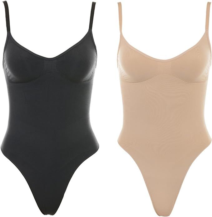Onyx and Sand Thong Pack - S/M - Shapewear Bodysuits for Women Tummy Control - Body Sculpting Sha... | Amazon (US)