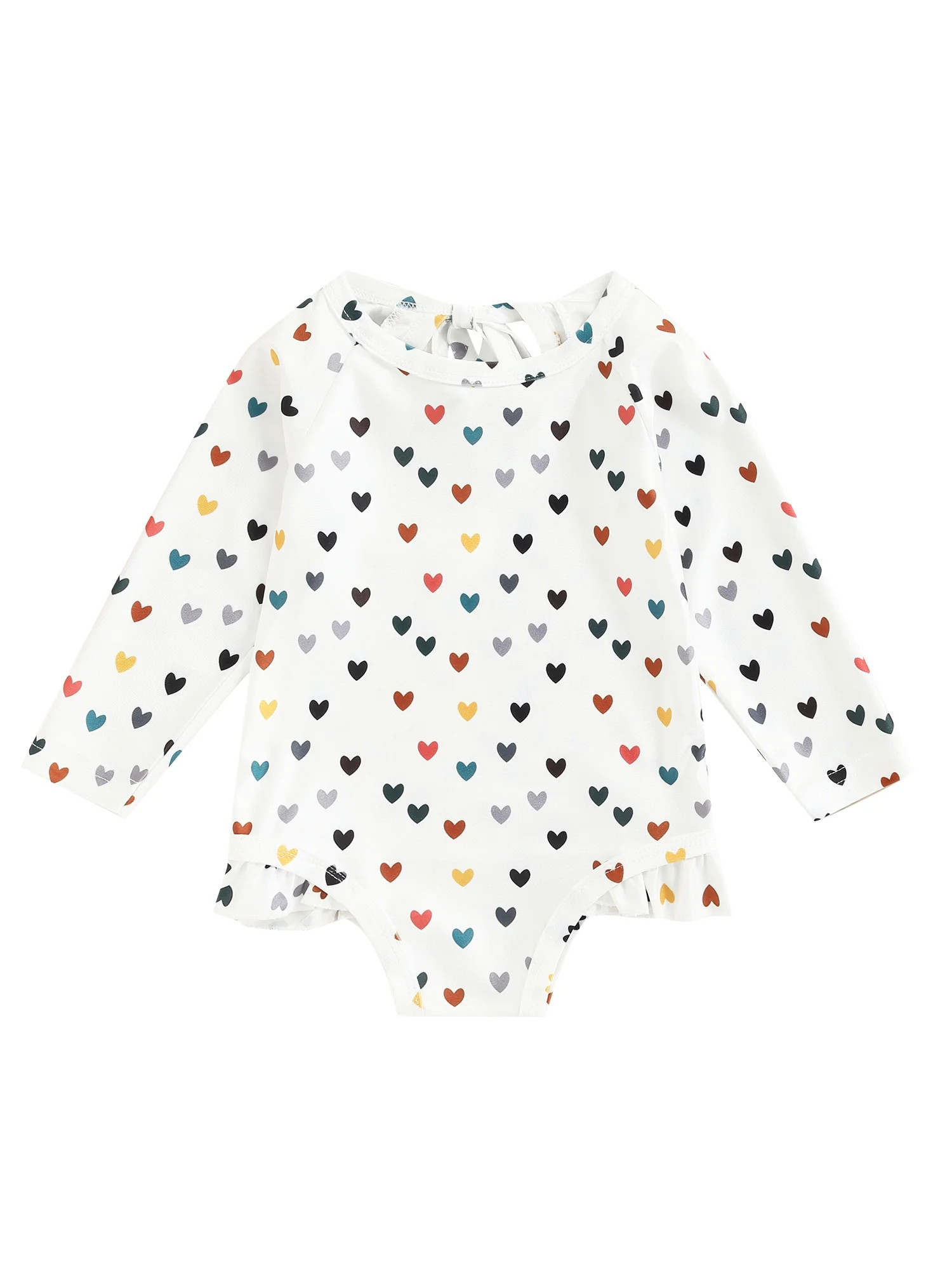 TheFound Baby Toddler Girl Long Sleeve Swimsuit Rashguard Swimwear Ruffled One Piece Bathing Suit | Walmart (US)