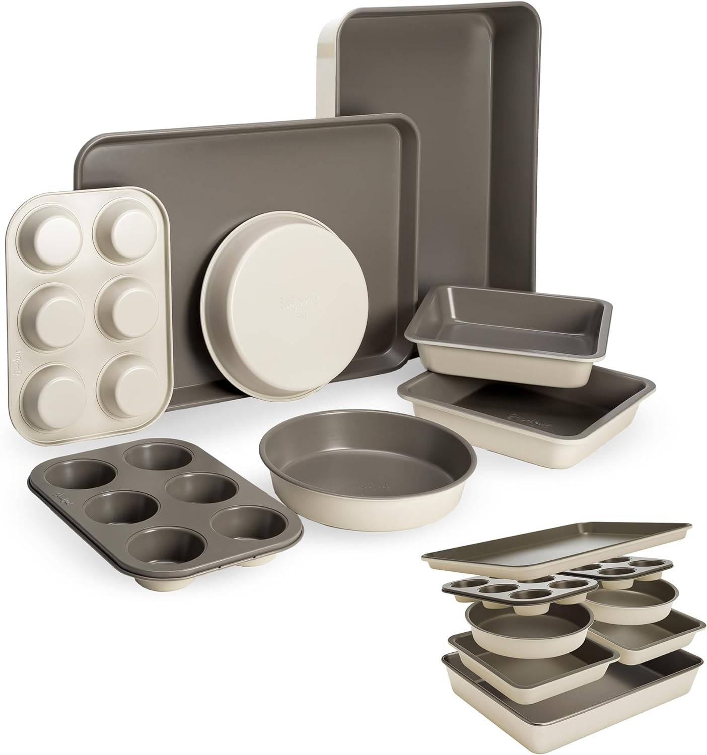 Goodful All-In-One Nonstick Bakeware Set, Stackable and Space Saving Design includes Round and Sq... | Amazon (US)