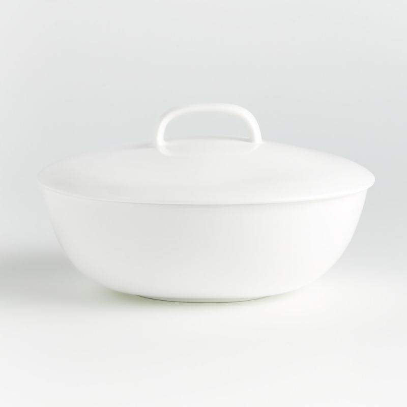 Bennett Oval Serving Bowl with Lid + Reviews | Crate & Barrel | Crate & Barrel