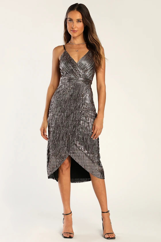 Treasured Sparkle Bronze Sequin Tulip Midi Dress | Lulus (US)