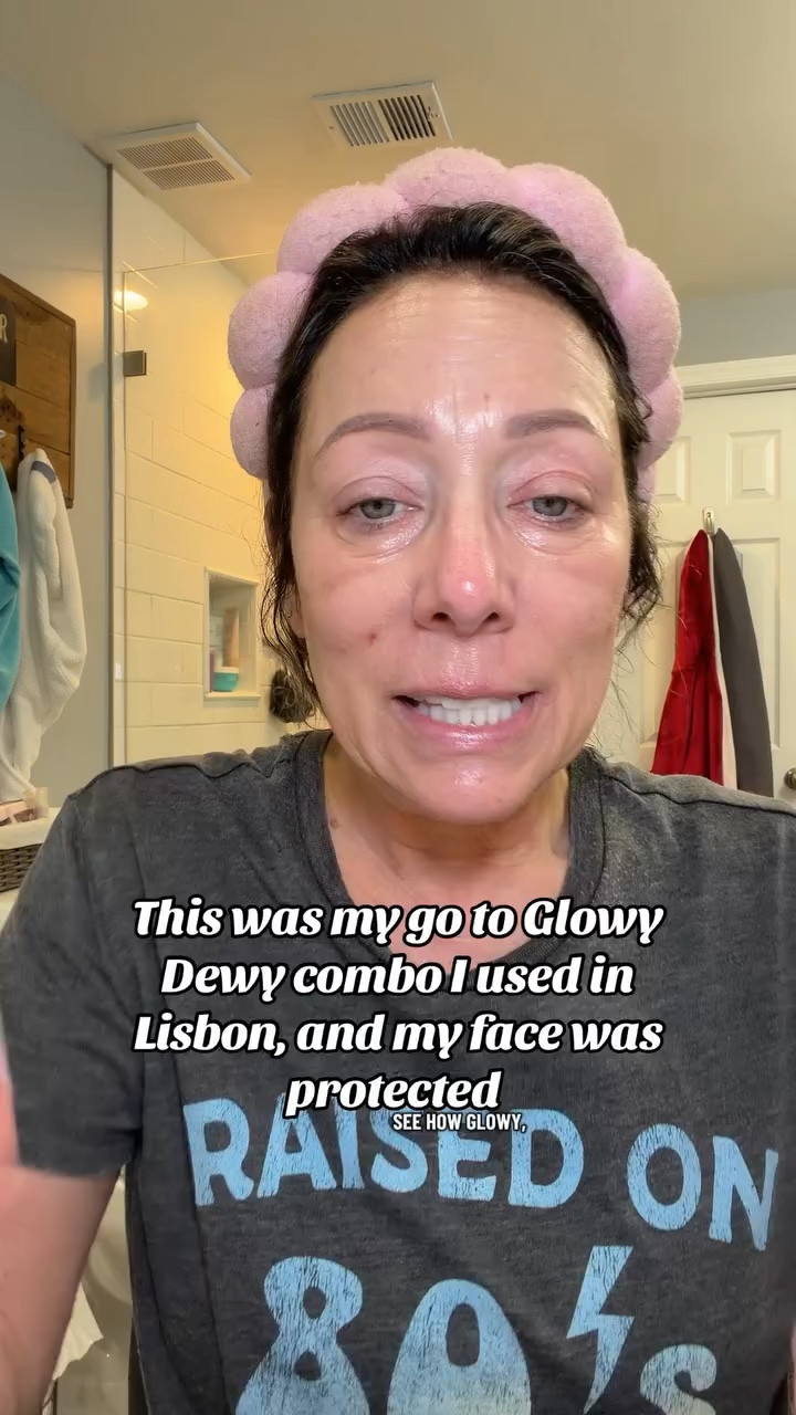 I was trying out a couple combinations of moisturizer and primer before I left and then it was a great combination to have for Dewey glow looking skin that both at SPF. #tellmelaterprimer #spf #drmtlgyskincare #lisbon