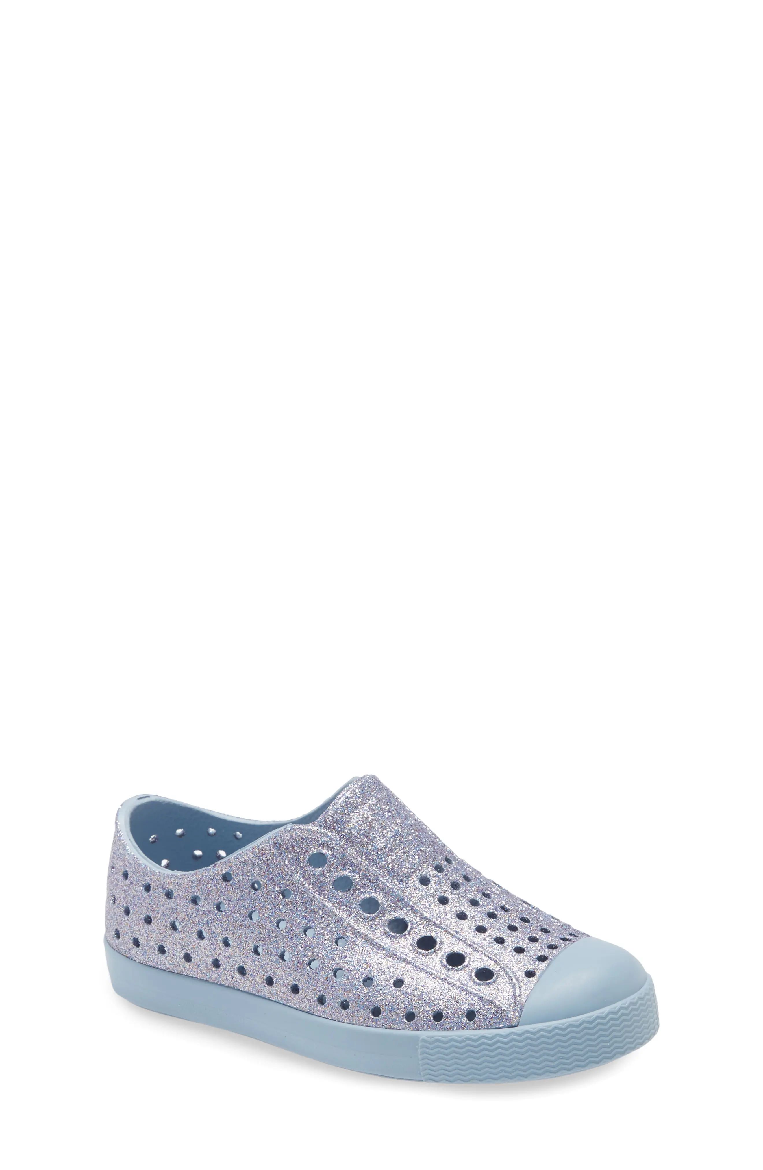 Toddler Girl's Native Shoes Jefferson Bling Glitter Slip-On Vegan Sneaker, Size 8 M - Blue | Nordstrom