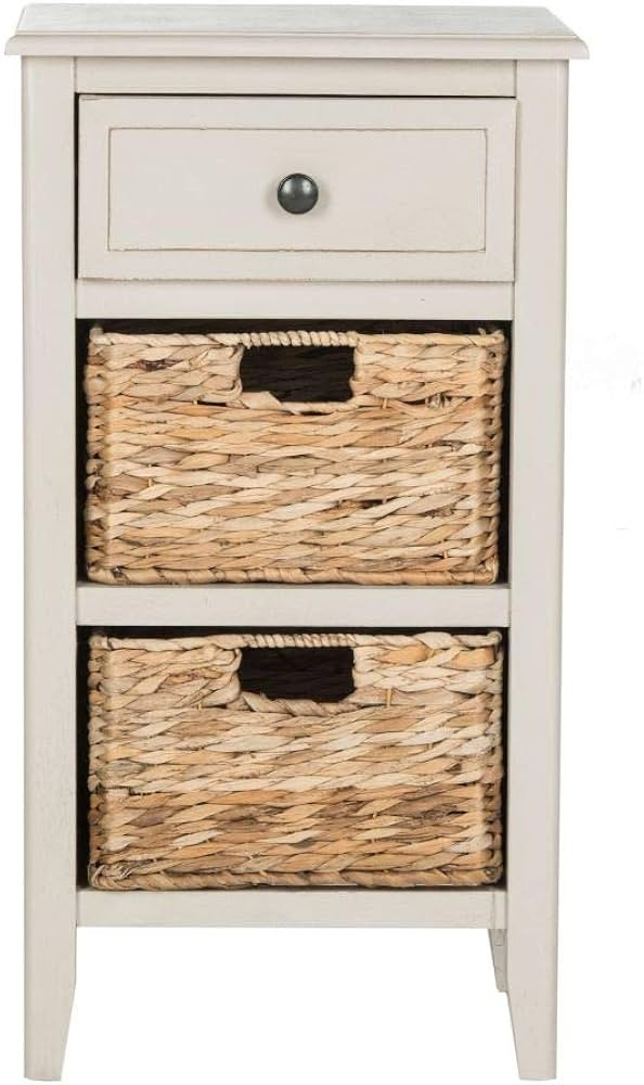 Safavieh Home Collection Everly Drawer Vintage Grey 1-Drawer 2 Removable Baskets Side Table | Amazon (US)