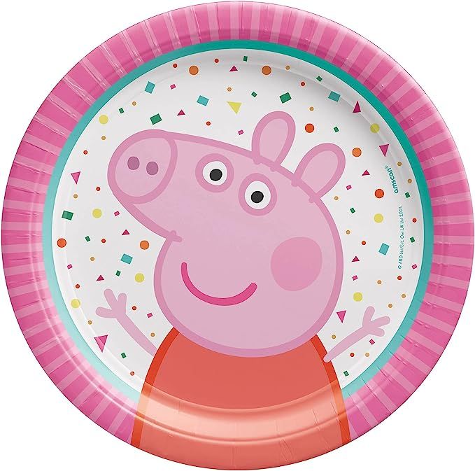 Peppa Pig Confetti Round Paper Plates - 7" | Multicolor | Pack of 8 | Amazon (US)