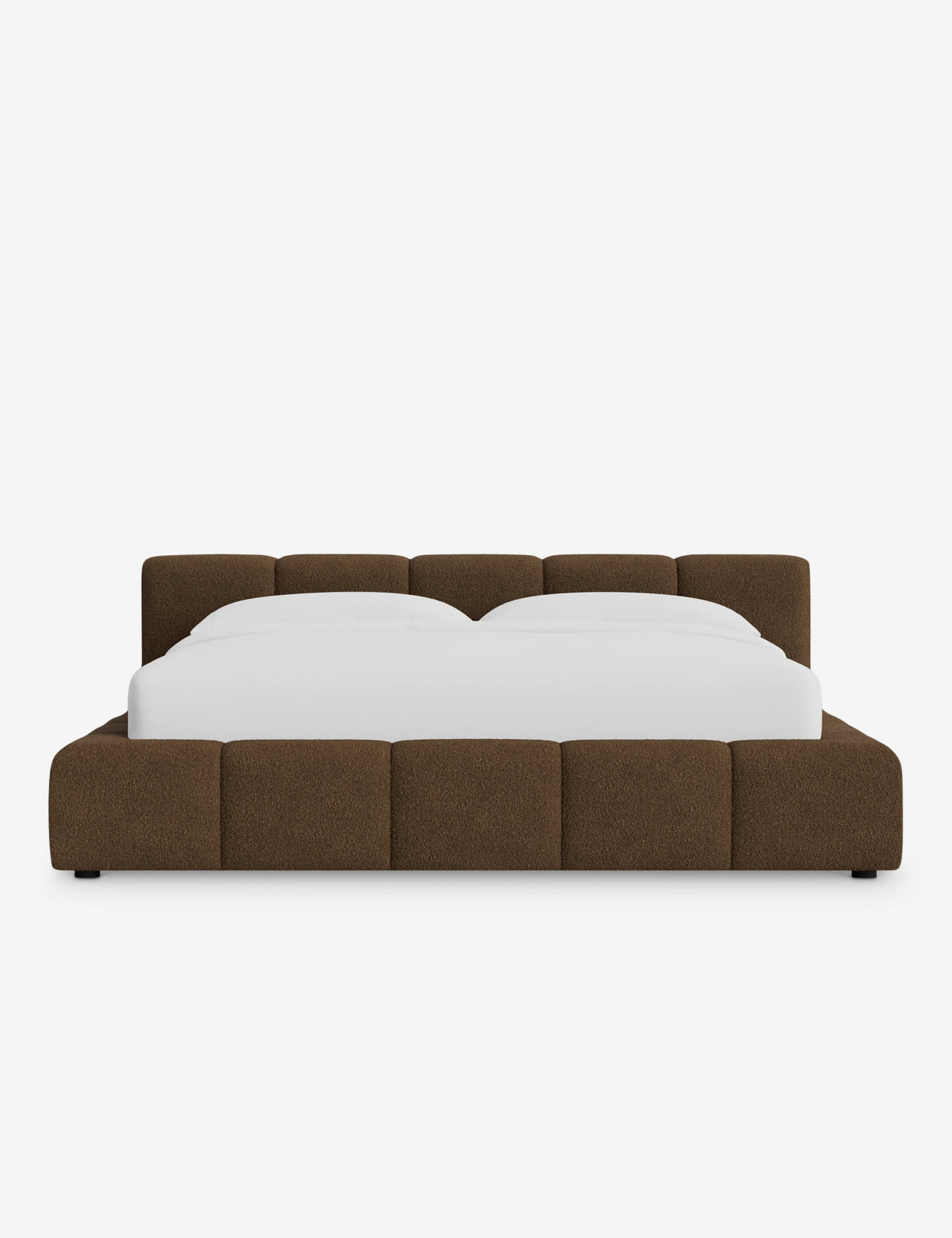 Cambry Platform Upholstered King Bed, Brown Luxe Boucle | Lulu and Georgia 