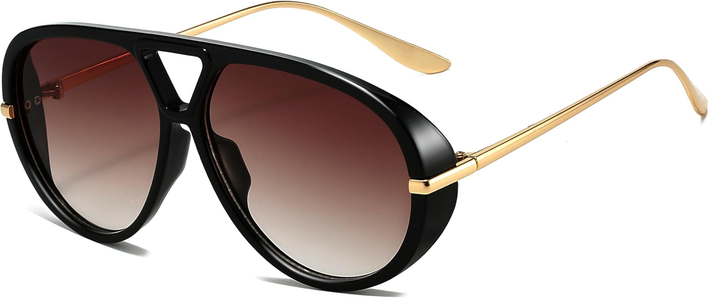 Trendy Oversized Aviator Sunglasses for Women Men Retro Big Round Shield Sun Glasses Vintage Shad... | Amazon (US)