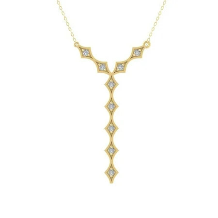 ARAIYA FINE JEWELRY 10K Yellow Gold Diamond Fashion Pendant with Gold Plated Silver Cable Chain Necklace (1/5 cttw I-J Color I2-I3 Clarity) 18 | Walmart (US)
