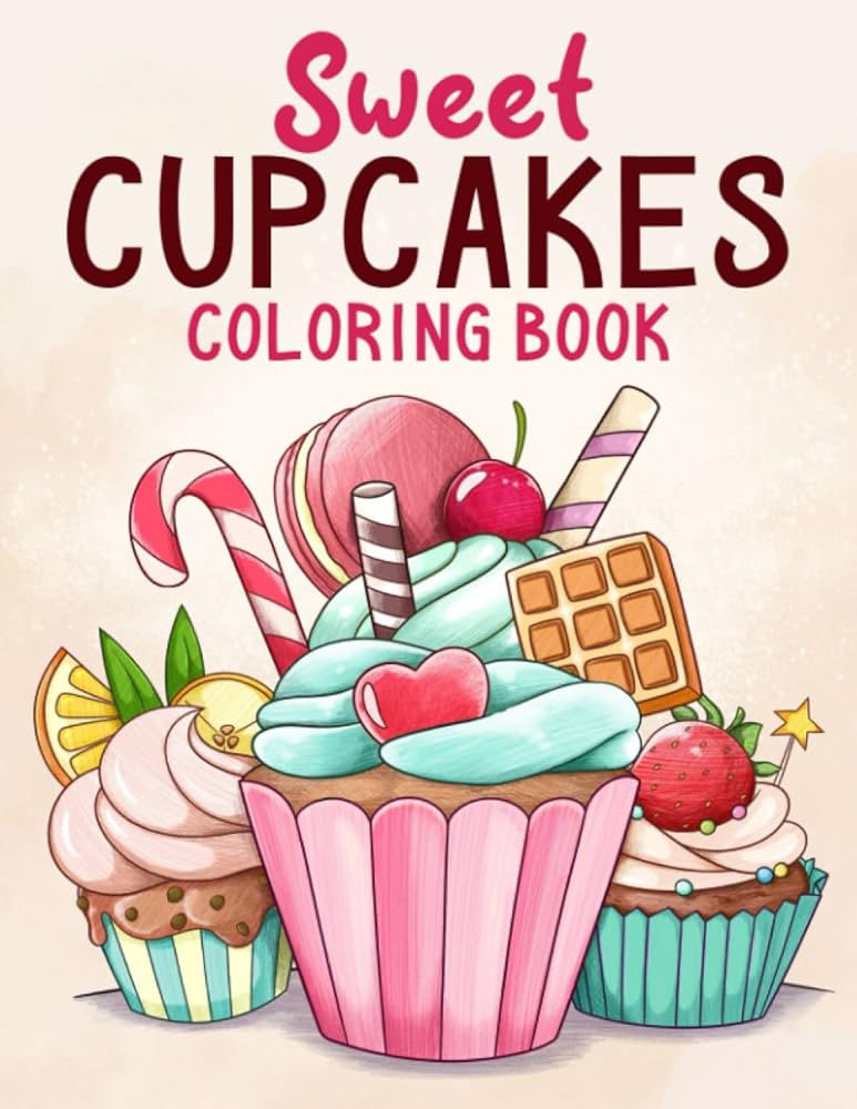 Sweet Cupcakes: Fun And Easy Coloring Book of Cute Yummy Sweets for Kids Boys Girls | Amazon (US)