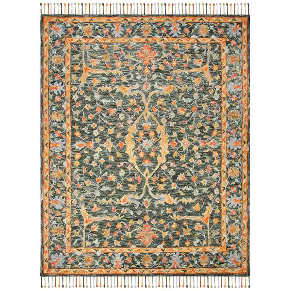 SAFAVIEH Handmade Aspen Magdalena Boho Tribal Tassels Wool Rug - 2'3" x 7' Runner - Olive/Rust | Bed Bath & Beyond