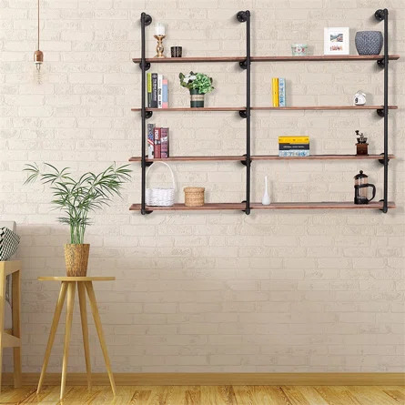 Williston Forge 3 Pack Farmhouse Wall Mount Iron Pipe 5 Tier Open Bookshelf | Wayfair | Wayfair Professional