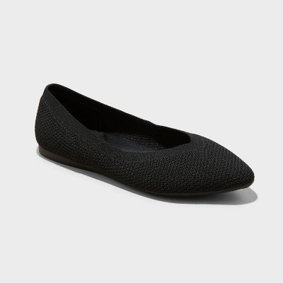 Women's Claire Knit Washable Ballet Flats - A New Day™ Black 9: Medium Width, Pull-On, Removable Footbed, Closed Pointed Toe | Target