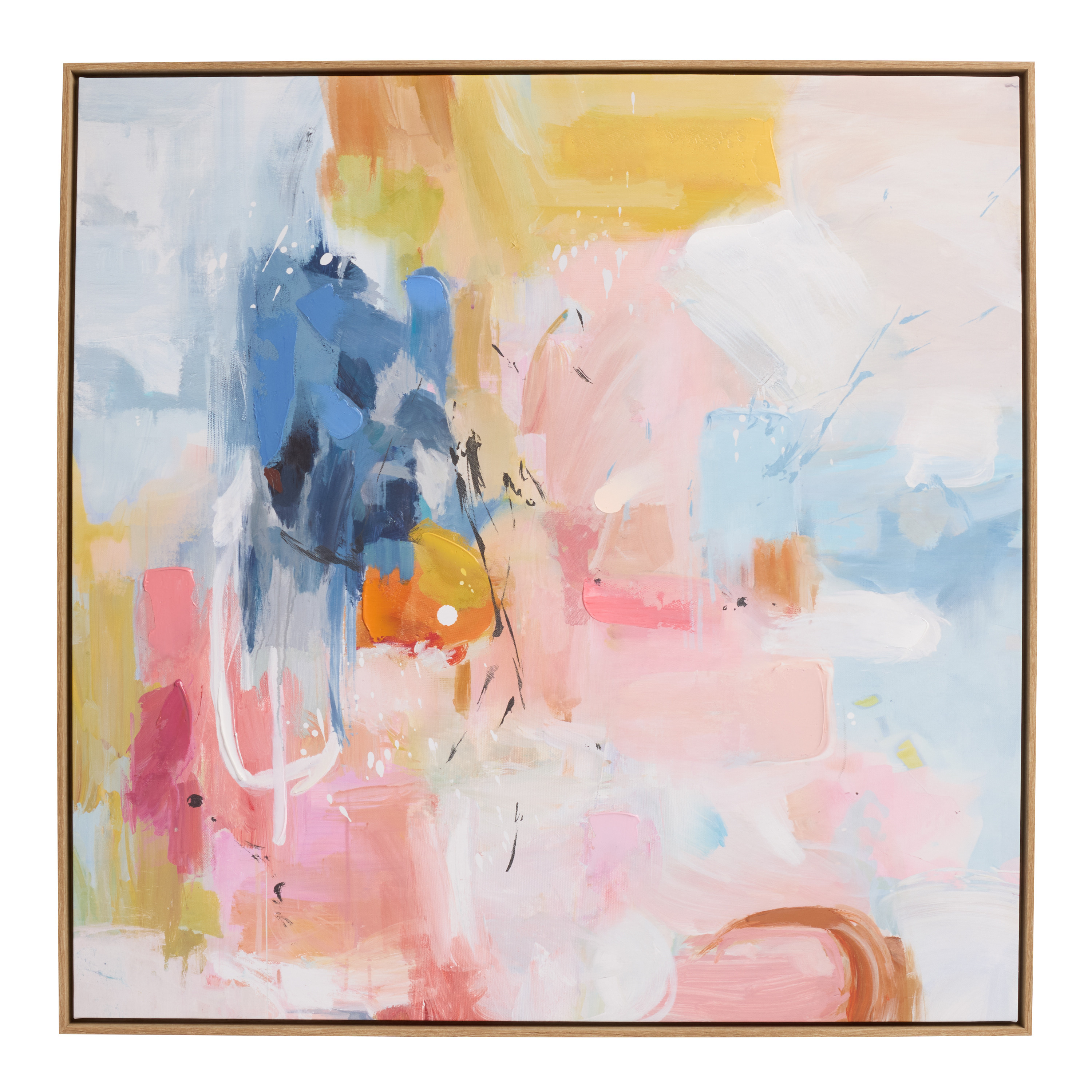 Pink, Blue and Gold Abstract Framed Canvas Wall Art | World Market