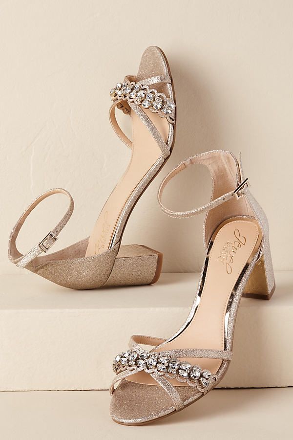 Giona Block Heels By Jewel by Badgley Mischka in Gold Size 9 | Anthropologie (US)