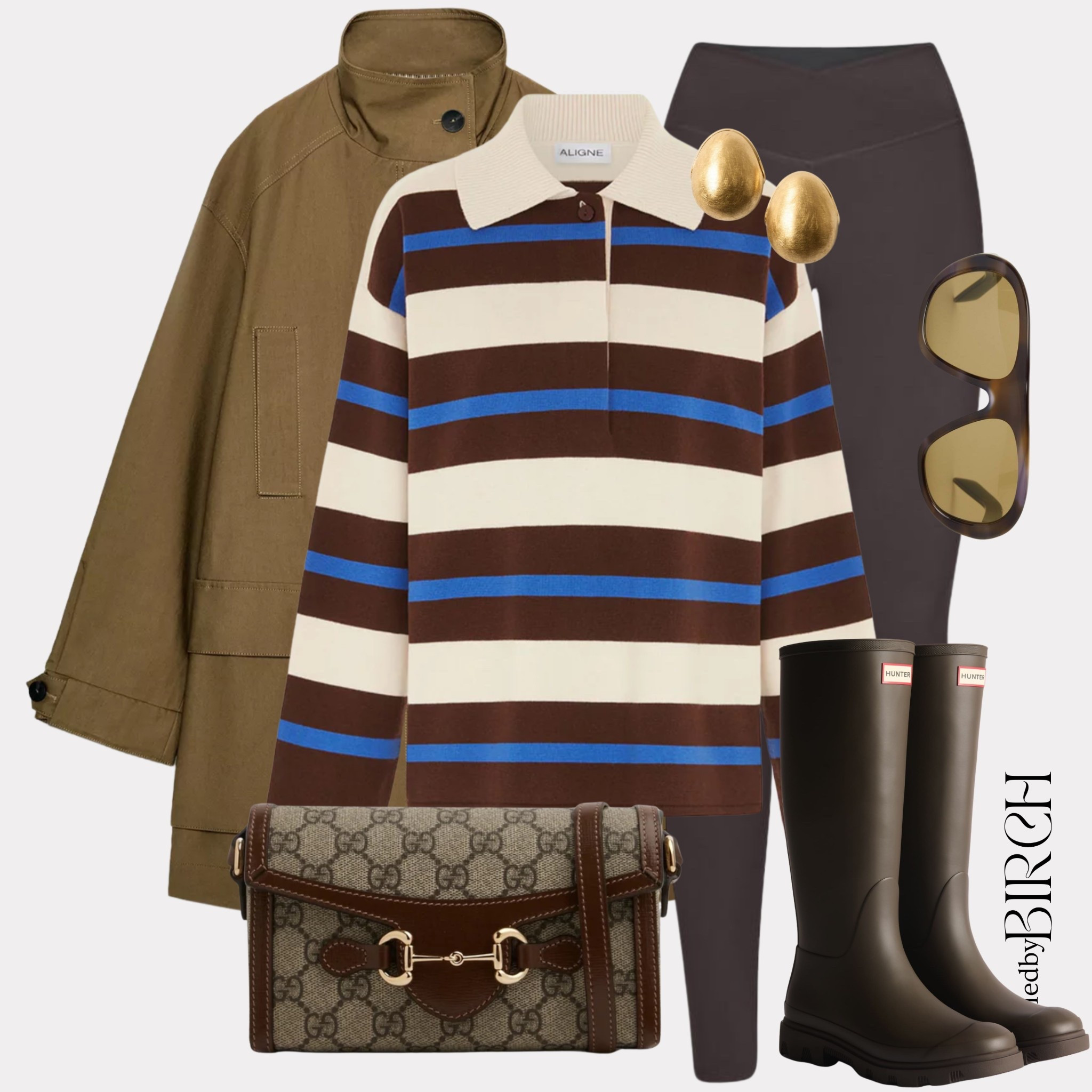 Perfect for a slow Sunday stroll, coffee in hand and nowhere to rush to ☕️ I love outfits like this that feel effortless but still pulled together.

#ootd #fashion #effortlessstyle #neutralstyle #springoutfits 

Tags 🏷️
Striped knit rugby top, dark leggings, khaki field jacket, brown Hunter wellington boots, Gucci crossbody bag, gold statement earrings and oversized tortoiseshell sunglasses

#LTKeurope #LTKspringtrends #LTKspring