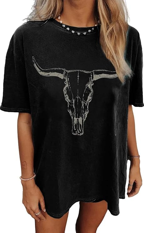 Womens Oversized Tshirt Flower Graphic Tees Nashville Music Short Sleeve Shirts Summer Casual Loo... | Amazon (US)