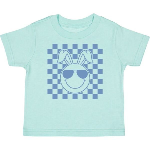 Easter Bunny Smiley Short Sleeve T-Shirt, Aqua | Maisonette