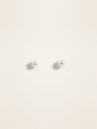 Sterling Silver Faux-Pearl Stud Earrings for Women | Old Navy (US)