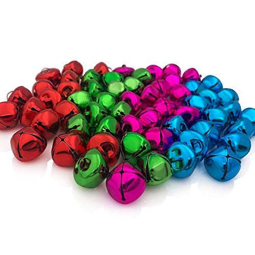 CLLOOTVE Jingle Bells 1-Inch/ 25mm Metal Craft Bells, for Holiday Home Christmas Festival Party Wedding Decoration Gifts DIY Project, 60Pcs, Multicolor | Amazon (US)