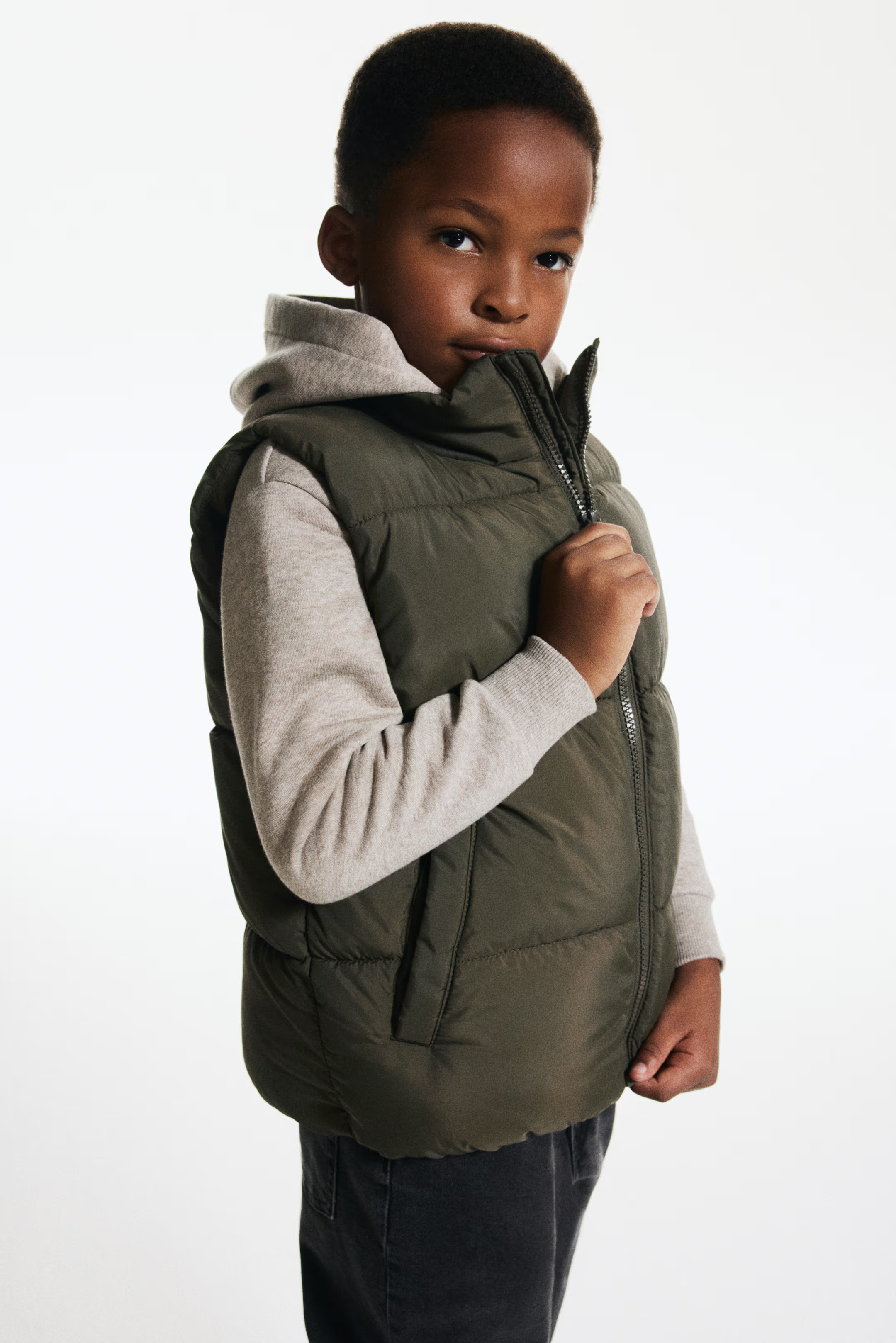 Water-Repellent Puffer Vest - Dark green - Kids | H&M US | H&M (US + CA)