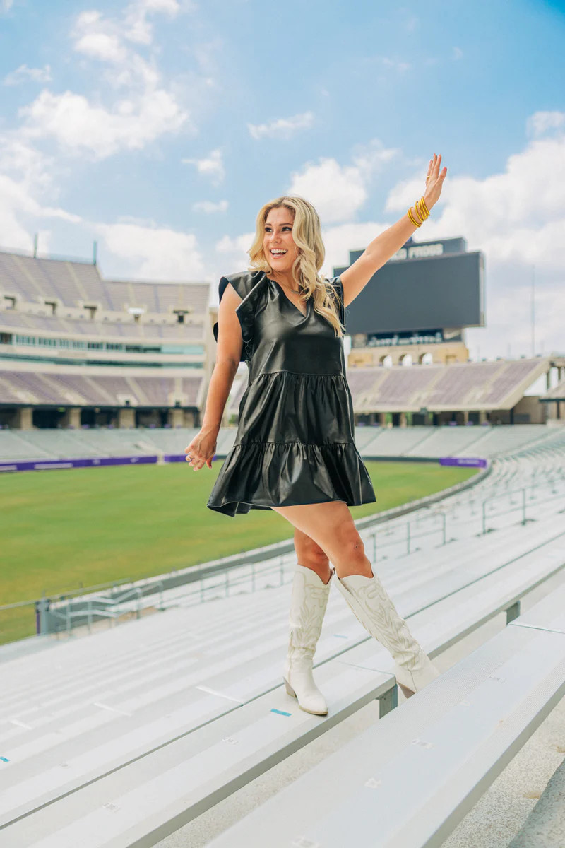 BuddyLove | Ronnie Ruffle Sleeve Short Dress | Black | BuddyLove