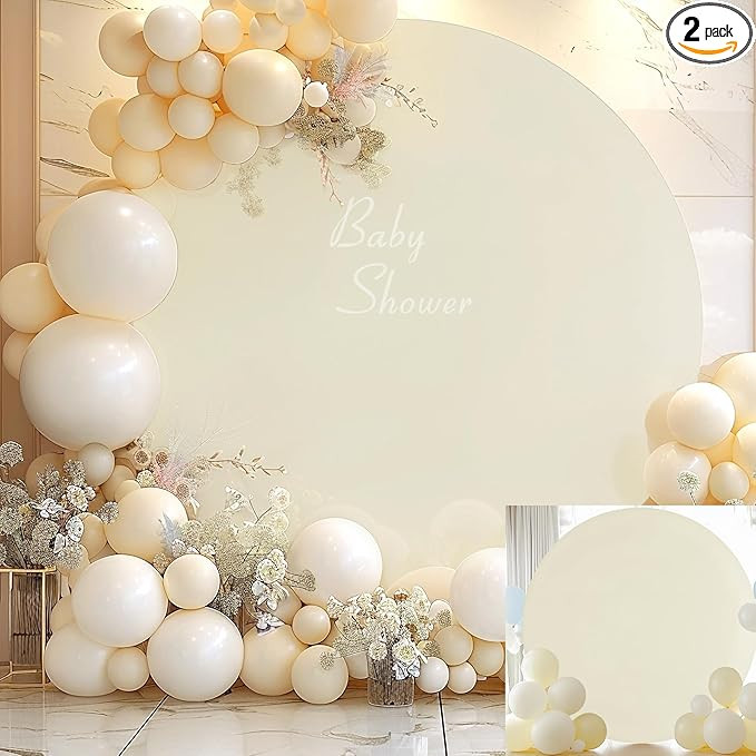 Gallety 7.2 FT Ivory Round Backdrop Cover for 5 to 7.2ft Circle Stand Adjustable Polyester Arch B... | Amazon (US)