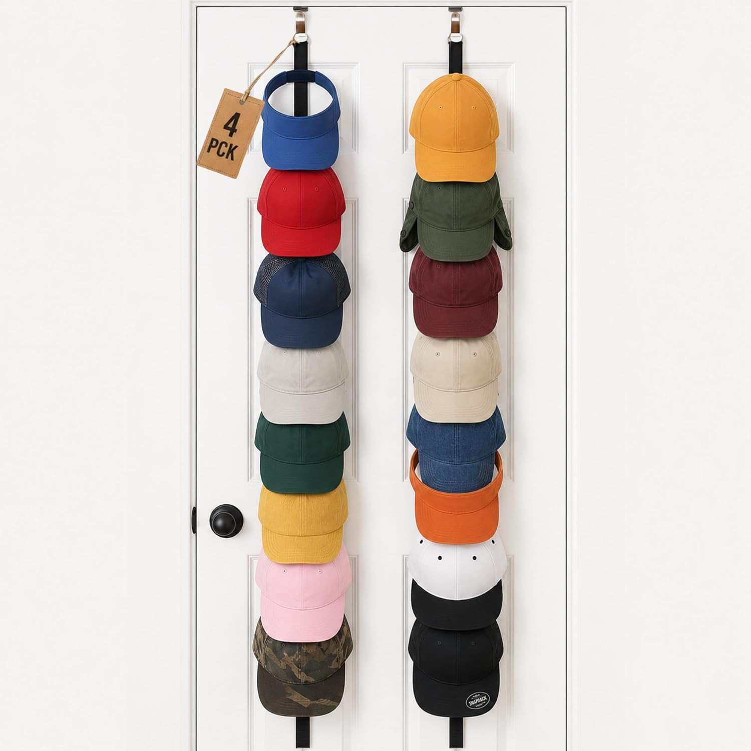 Jokari Over-the-Door Hat Rack Organizer 4 Pack - Holds Up to 32 Baseball | Amazon (US)