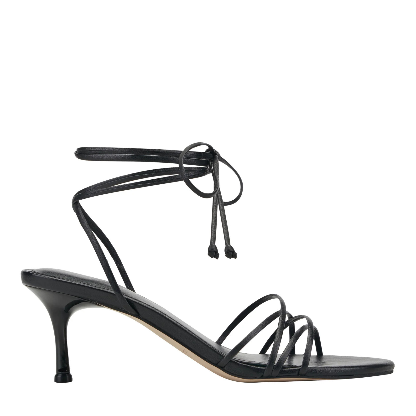 Women's Gineva Leather Ankle Wrap Sandal - Black Leather | Marc Fisher Footwear | Marc Fisher