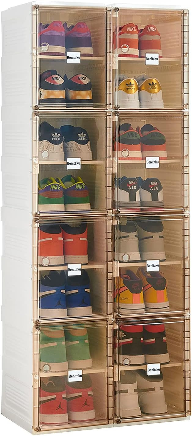 Benitaku Shoe Storage Organizer - Foldable Shoe Storage Cabinet with Doors - Durable and Stable S... | Amazon (US)