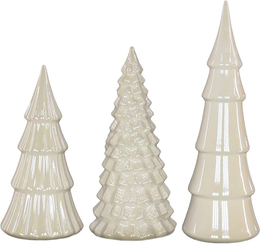 HGTV Home Collection, Ceramic Winter White Trees, Set of 3 and Glossy Finish, Christmas Themed, W... | Amazon (US)