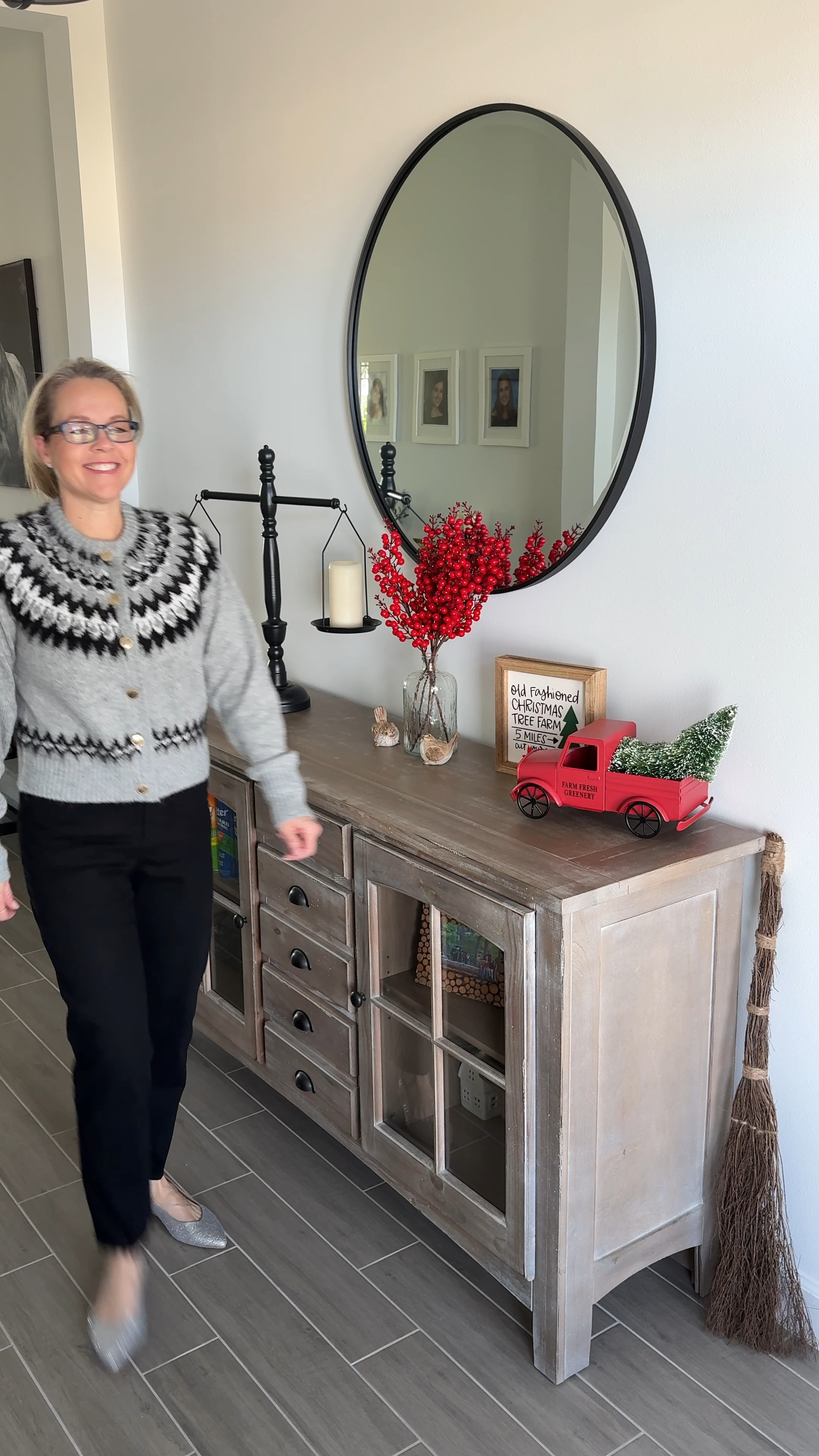 Free Assembly fair isles cardigan with Time and tru jeans. 

#LTKOver40 #LTKSeasonal #LTKFindsUnder50