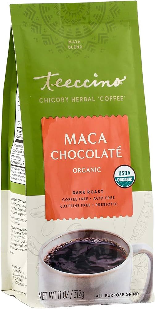 Teeccino Chicory Coffee Alternative – Maca Chocolaté – Ground Herbal Coffee That’s Prebiot... | Amazon (US)